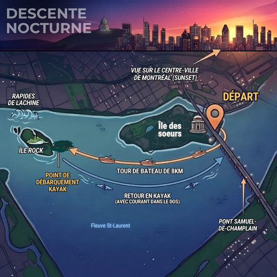 Descente nocturne en kayak